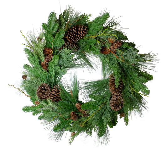 Northlight Pine Cone and Cedar Wreath - 32-InchUnlit
