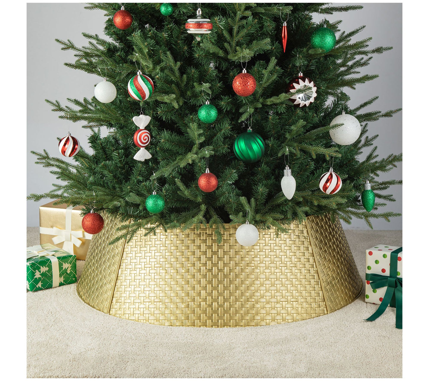 Glitzhome 40" Basket Weave Textured Metal Treeollar