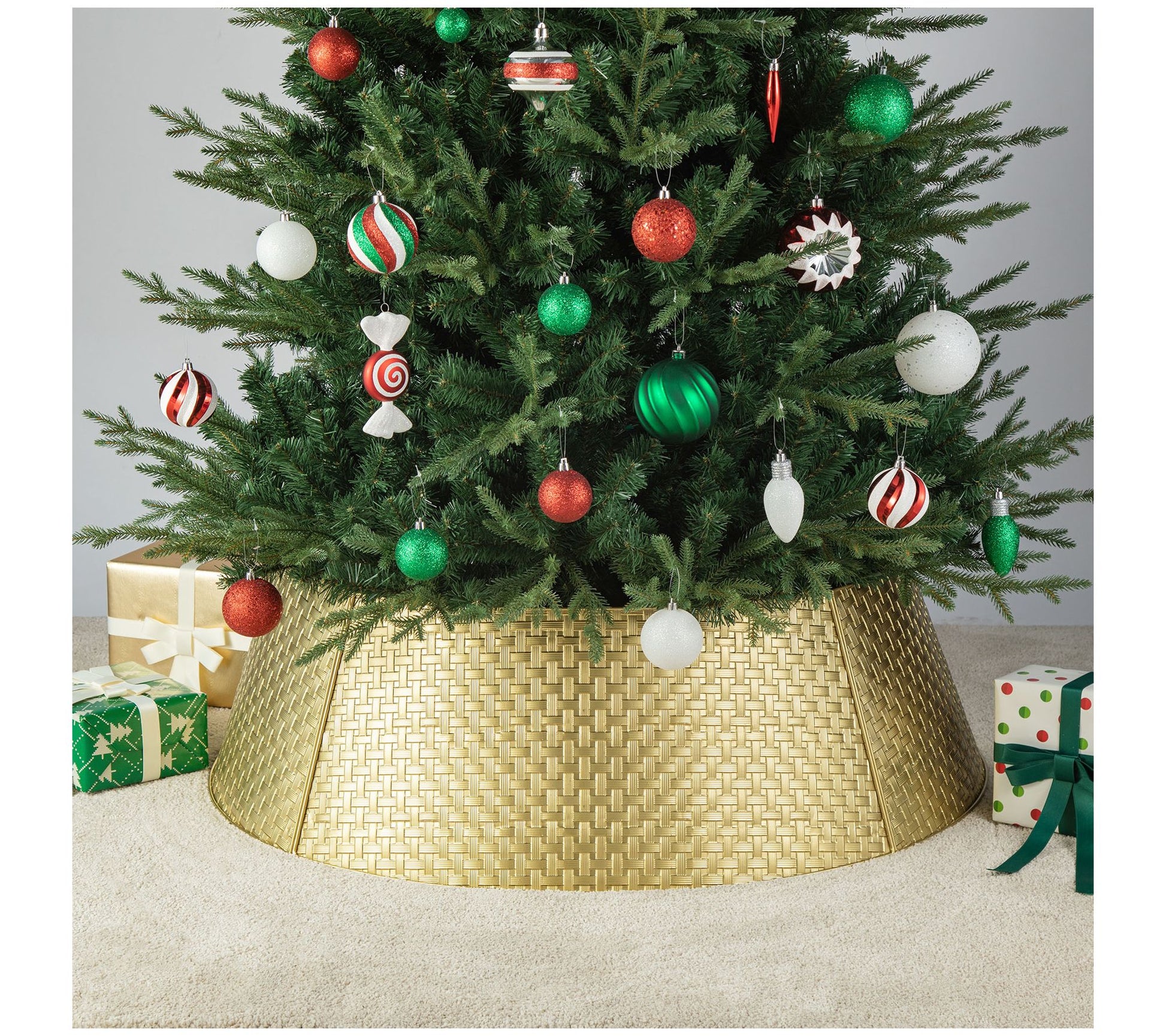 Glitzhome 40" Basket Weave Textured Metal Treeollar