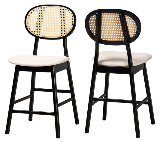 Baxton Studio Darrion Cream Fabric 2-Piece Counter Stool Set