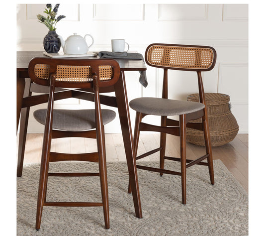 Baxton Studio Tarana Fabric 2-Piece Counter Stool Set
