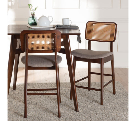 Baxton Studio Dannon Fabric 2-Piece Counter Stool Set