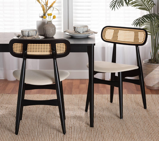Baxton Studio T arana Cream Fab ric Dining Chai r Set of 2
