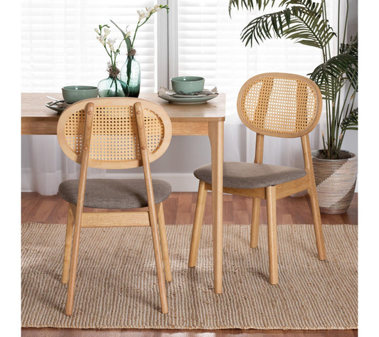 Baxton Studio Darrion Fabric and Wood Dining Chair Set of 2