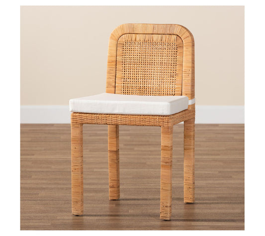 bali & pari Zariah Brown Rattan and Wood DiningChair Set of 2