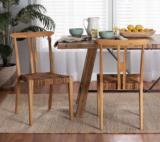 bali & pari Artha Teak Wood and Seagrass DiningChair Set of 2