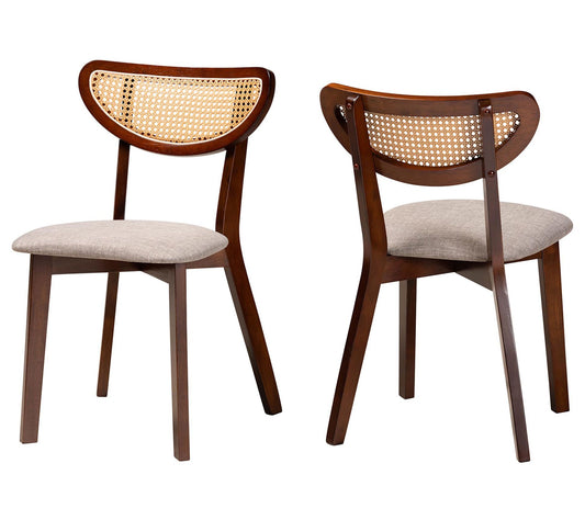 Baxton Studio Dannell Fabric and Wood Dining Chair Set of 2