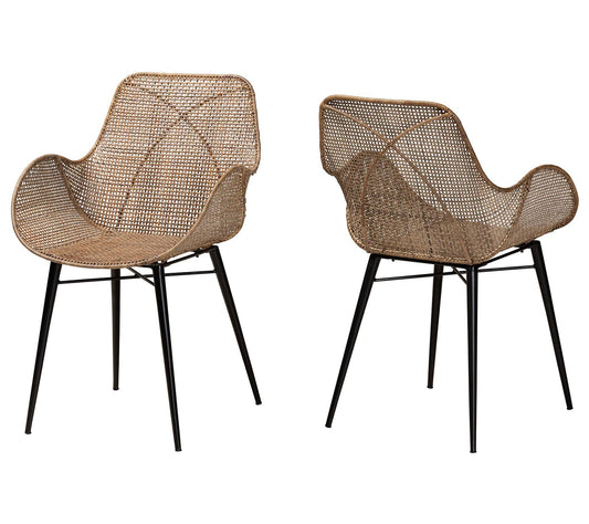 bali & pari Ballerina Rattan and Metal Dining Chair Set of 2