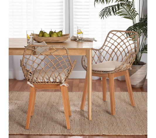 bali & pari Ballerina Greywashed Rattan Dininghair Set of 2