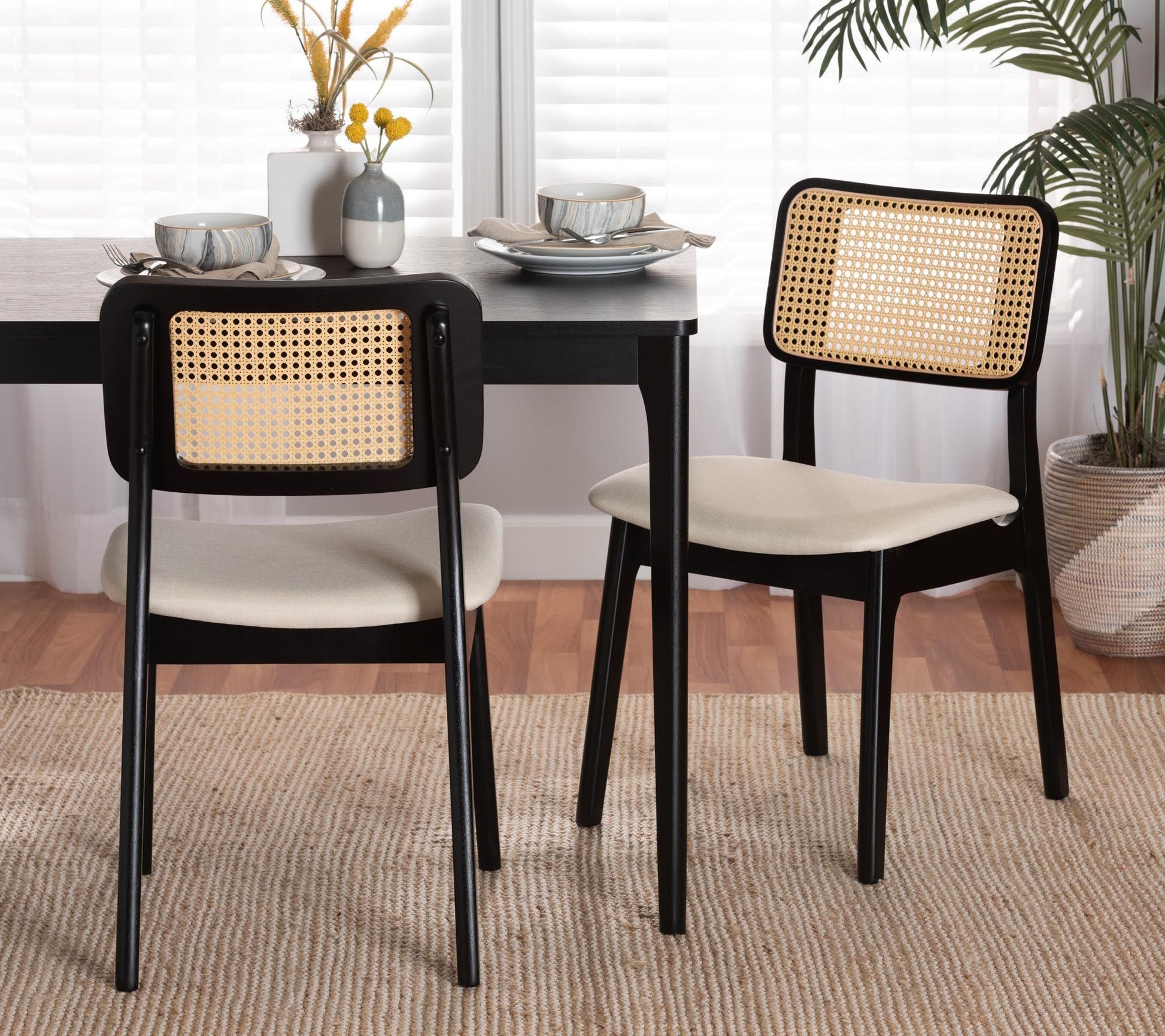 Baxton Studio D annon Cream Fab ric Dining Chai r Set of 2