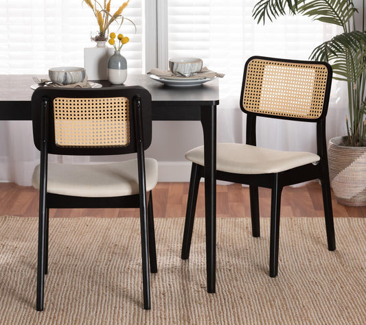 Baxton Studio D annon Cream Fab ric Dining Chai r Set of 2
