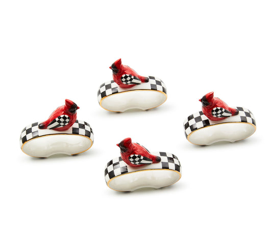 MacKenzie- Childs Set of 4 Cardinal Toile Napkin Rings