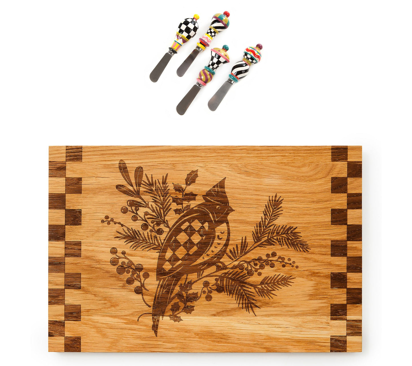 MacKenzie- Childs Cardinal Wood Serving Board & Spreader Set