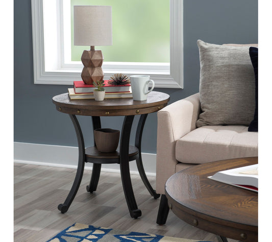 Linon Home 24" Purchese Round Wood Side Table