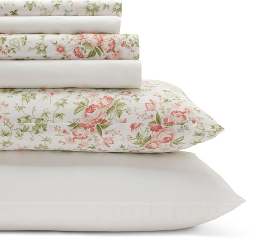 Laura Ashley Marissa - Cotton Red King Sheet Set