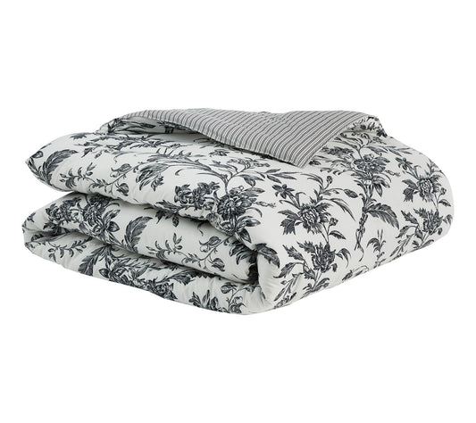 Laura Ashley Am berley Charcoal Full Queen Com forter Sham Bon