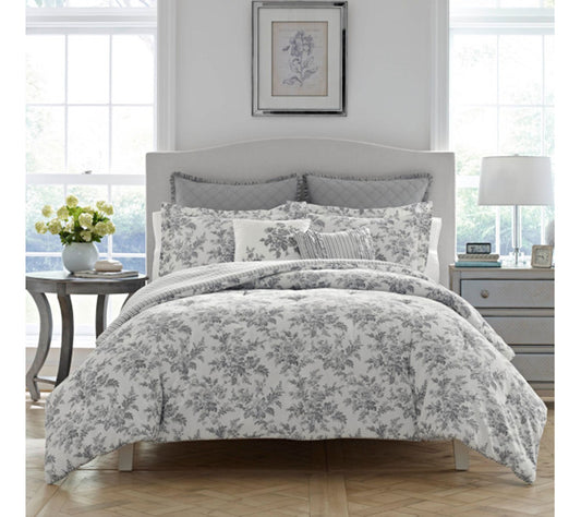 Laura Ashley An nalise Grey Ful l Queen Comfort er Sham Bonus S