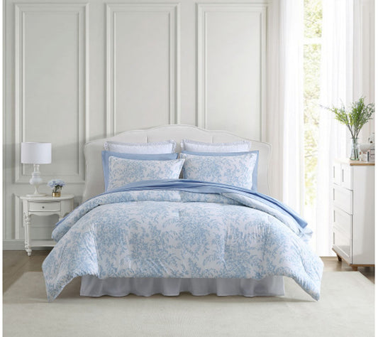 Laura Ashley Bedford Blue Full Queen Comforterham Set