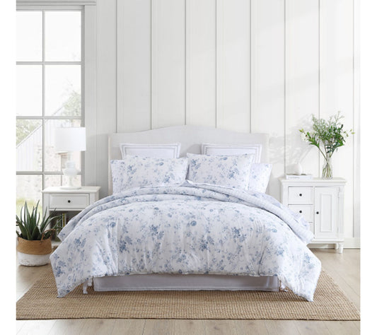 Laura Ashley Be linda Blue King Comforter Sham Set