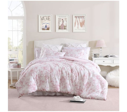 Laura Ashley Delphine Pink Full Queen ComforterSham Set