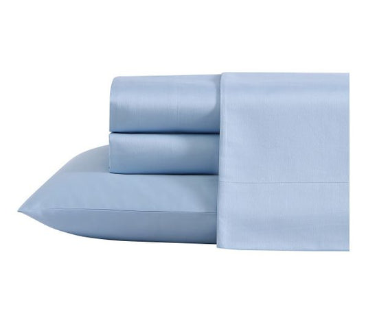 Laura Ashley Solid Blue King Sheet Set