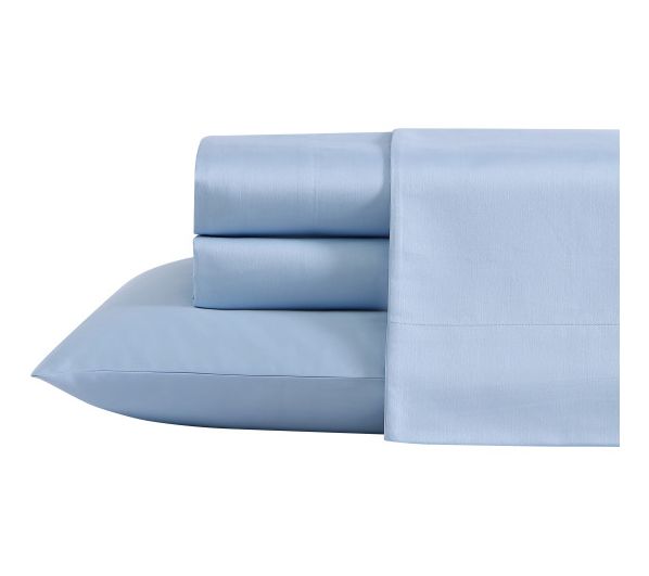 Laura Ashley Solid Blue Queen Sheet Set