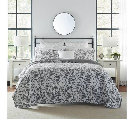 Laura Ashley Amberley Black Full Queen Quilt-Sham Set