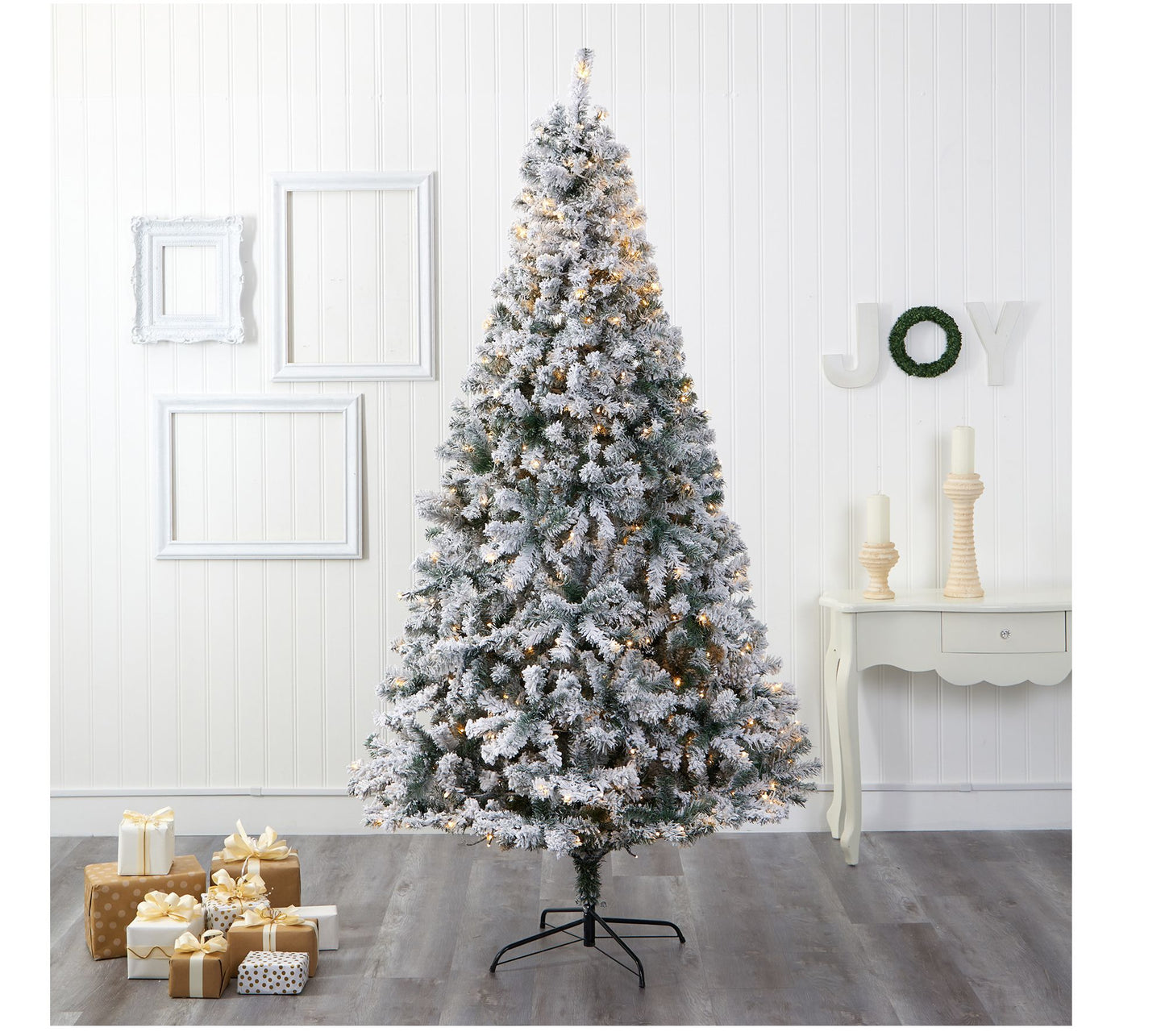 Nearly Natural 8-ft Flocked Rock Springs Christmas Tree