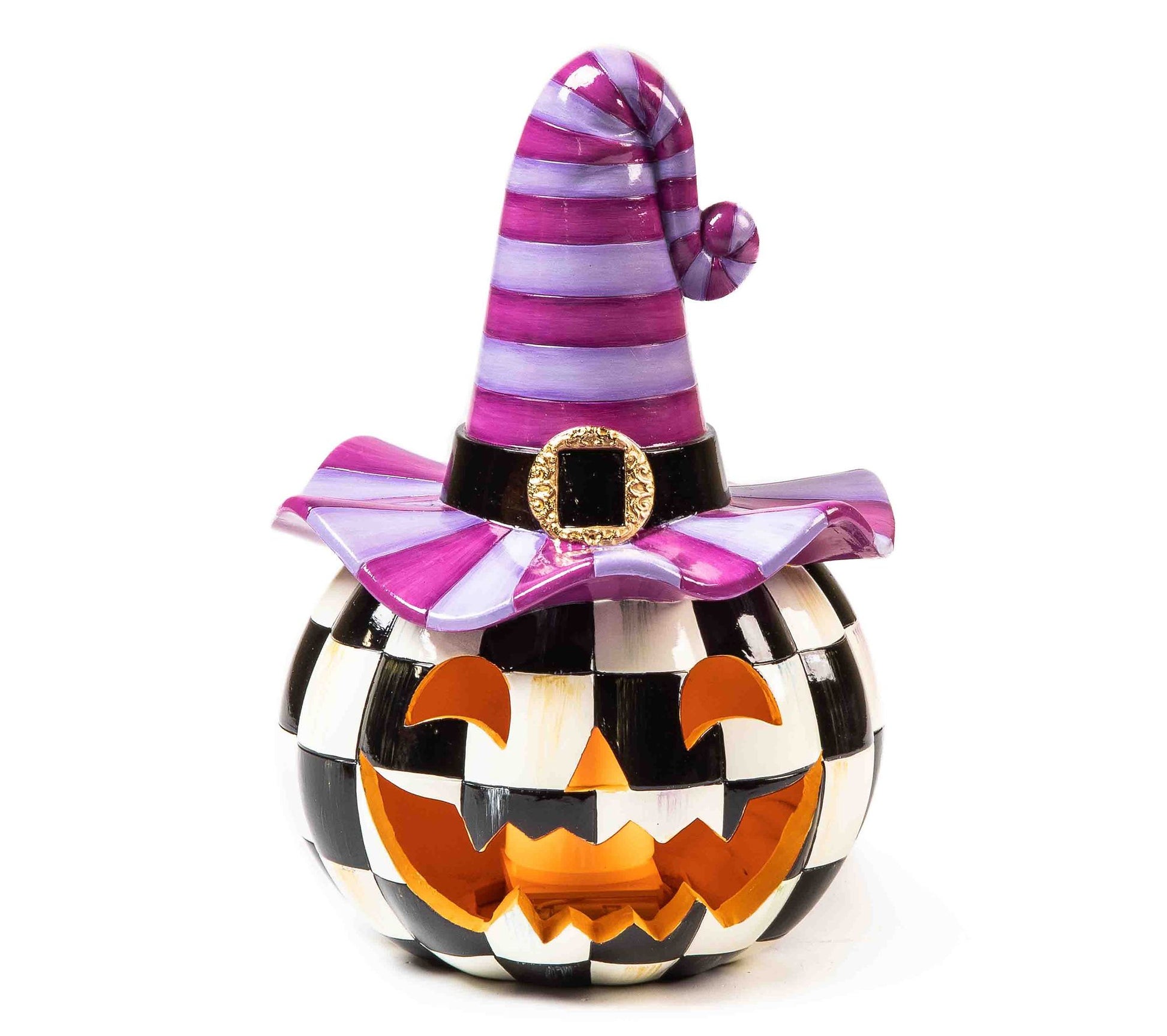 MacKenzie-Childs Illuminated Happy Jack Pumpkin Purple Hat