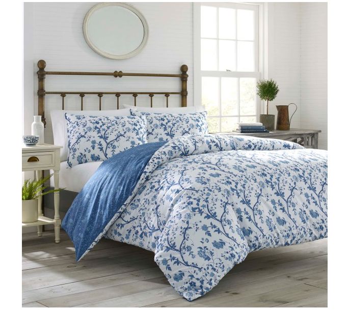 Laura Ashley Elise Blue Full/Queen Duvet Cover Set