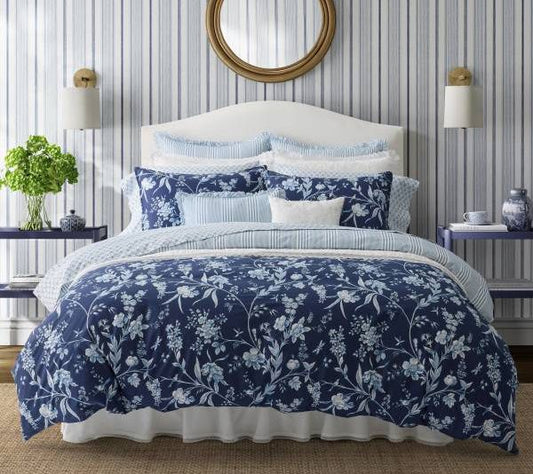 Laura Ashley Branch Toile Blue Full/Queen Duvet Cover Set
