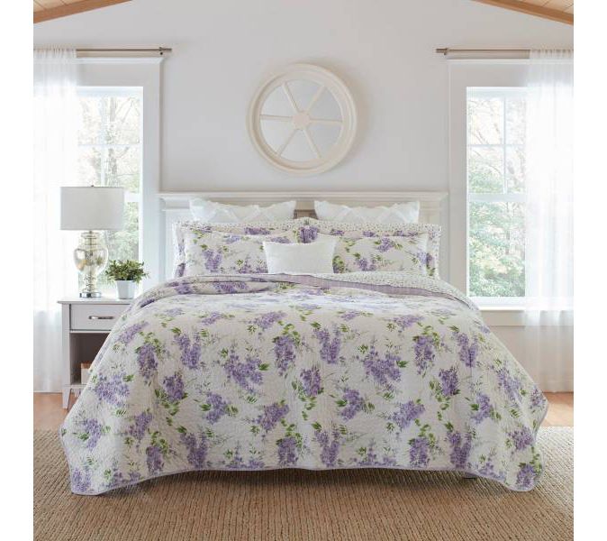 Laura Ashley Keighley Purple Full Queen Quilt-Sham Set
