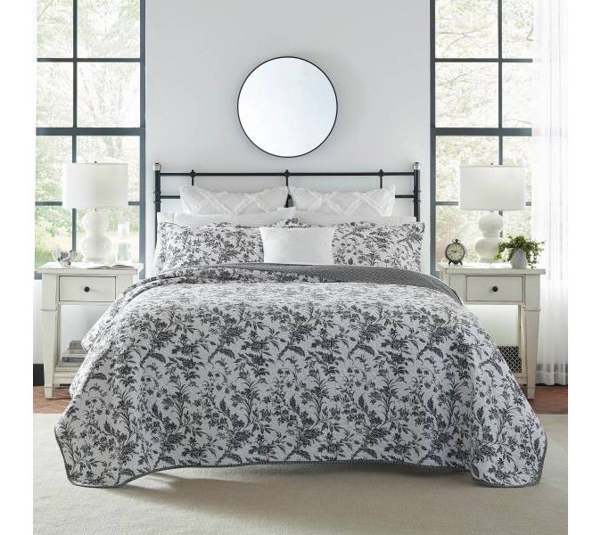 Laura Ashley Amberley Black King Quilt-Sham Set