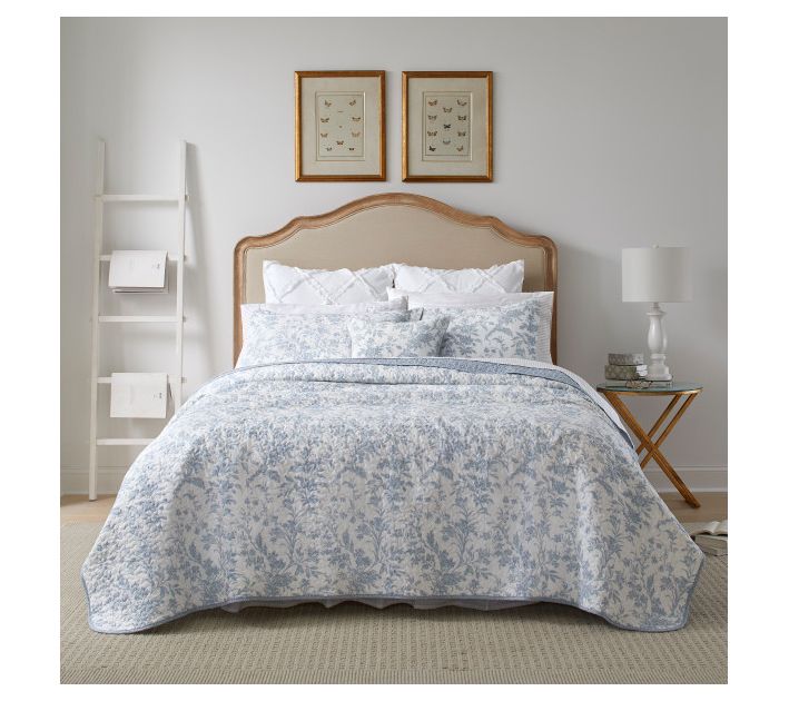 Laura Ashley Amberley Bright Blue Multi-Piece Twin Quilt Set