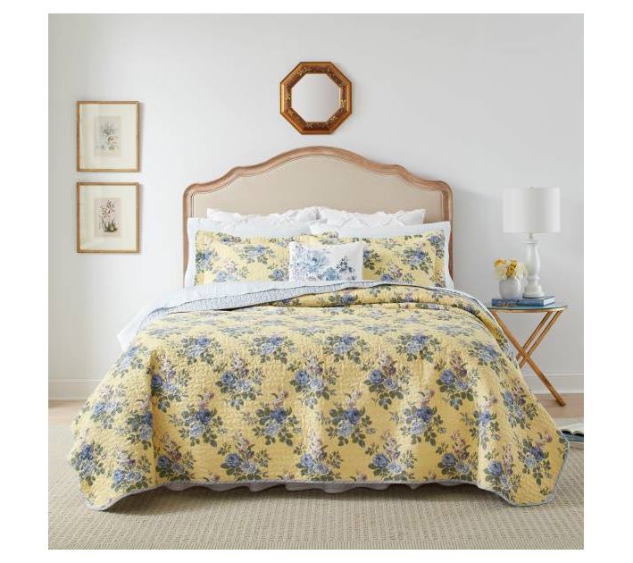 Laura Ashley Linley Yellow King Quilt-Sham Set