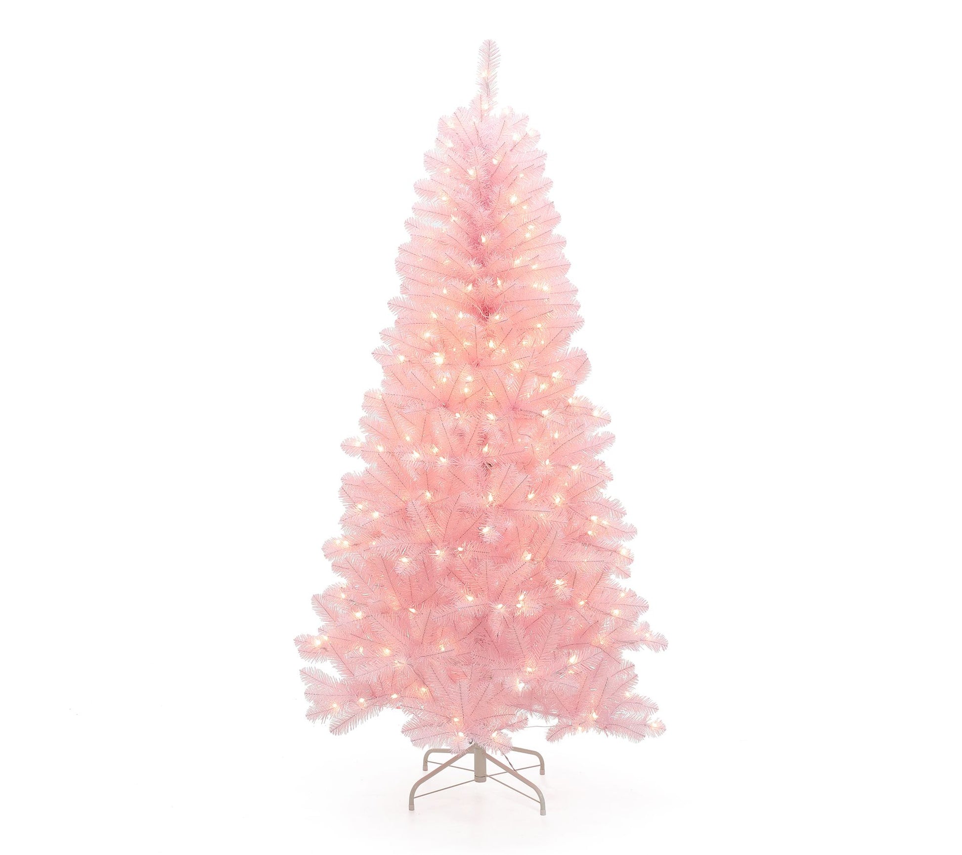 LuxenHome 6.5Ft Pre-Lit Pink Full Artificial Tree