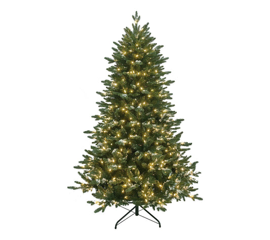LuxenHome 6Ft Pre-Lit Green Artificial Tree with Frosted Tips