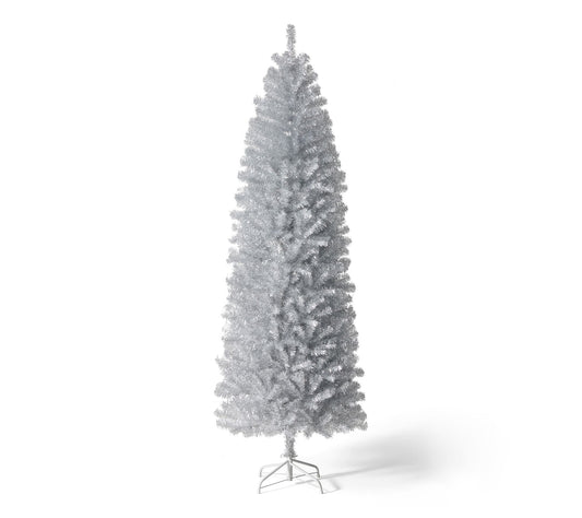 Glitzhome 7.5' Silver Pencil Tinsel ArtificialChristmas Tree