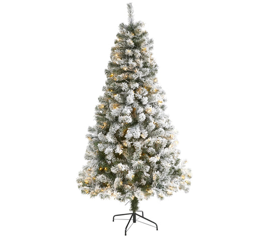 Nearly Natural 6' Flocked Fir Christmas Tree