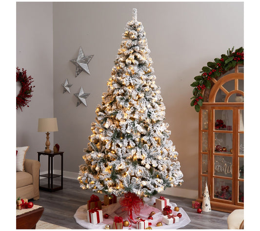 Nearly Natural 9' Flocked Fir Christmas Tree