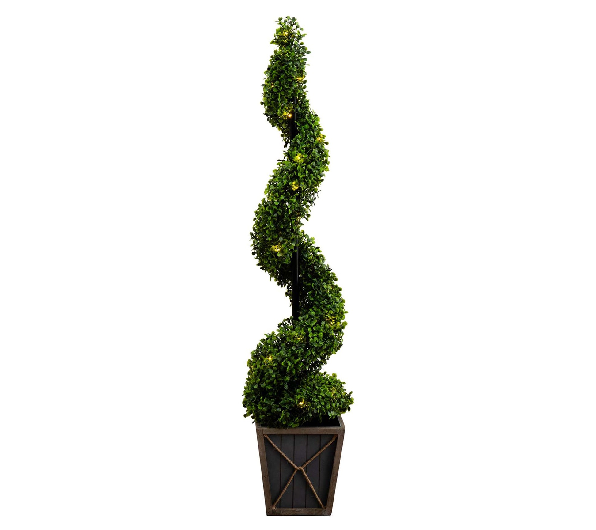 Nearly Natural 45" Boxwood Spiral Topiary w/ LED Lights