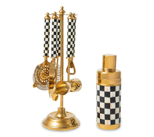 MacKenzie-Childs Courtly Check 3260 Gold Edition Bar Set