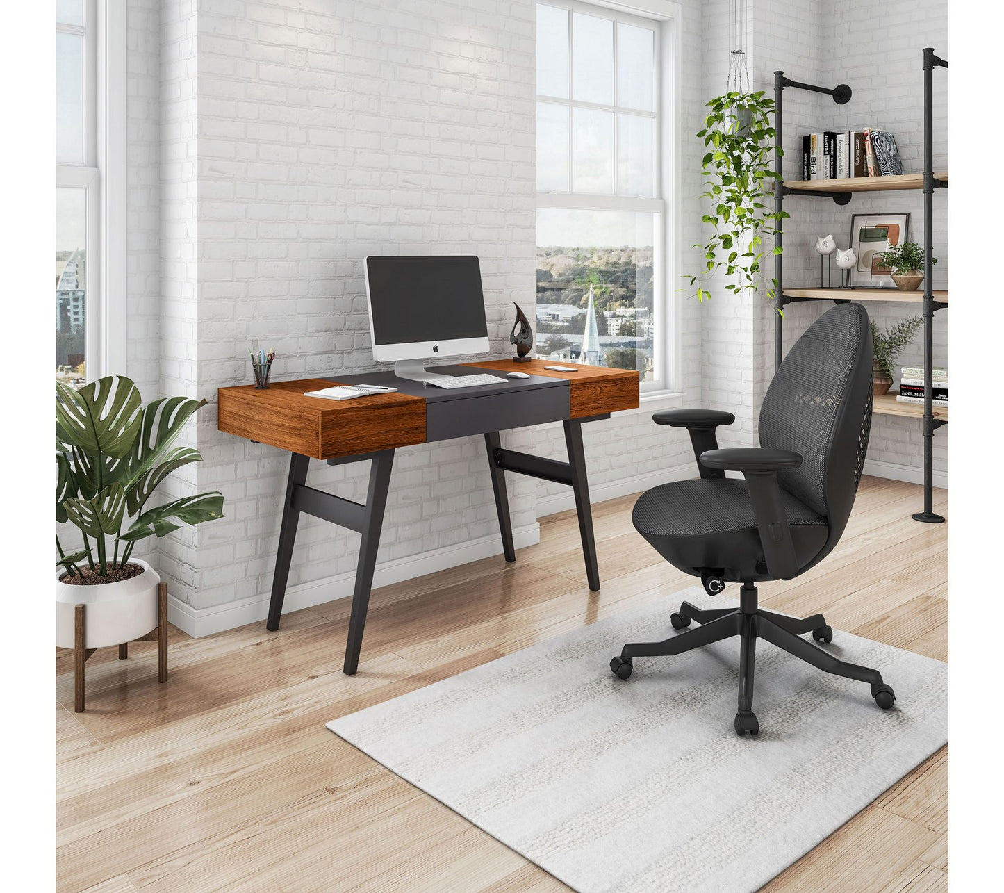 Techni Mobili  Writing Desk Dual Side & Pull-Out Front Drawer