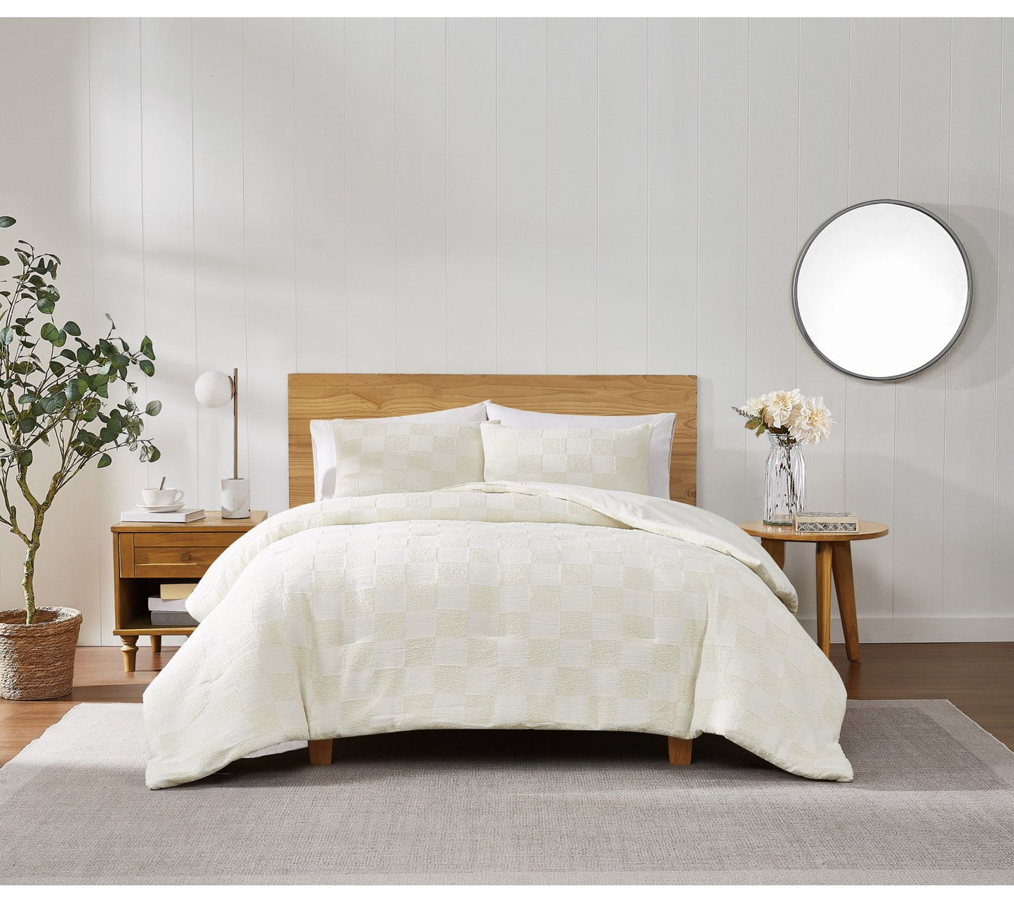 Truly Soft Textured Checkered Full/Queen 3-Piece Comforter Set