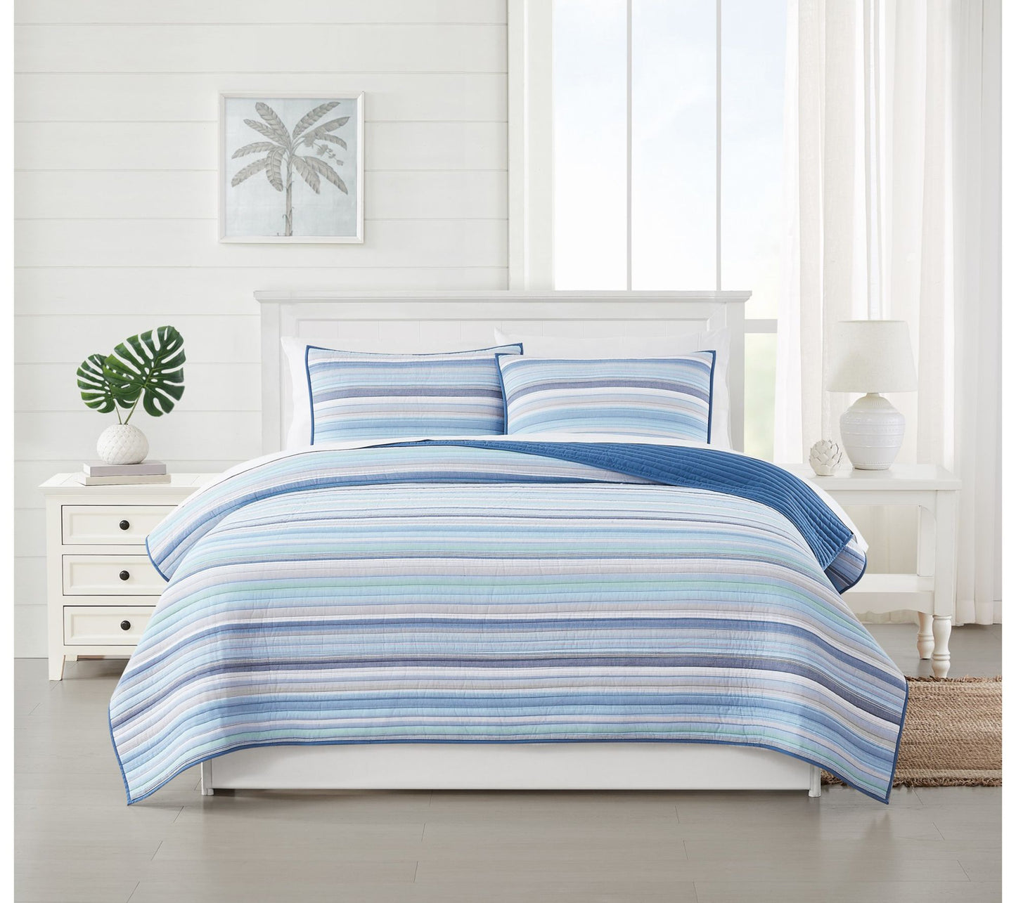 Oceanfront Resort Clearwater Yarn Dye Stripe King Quilt Set