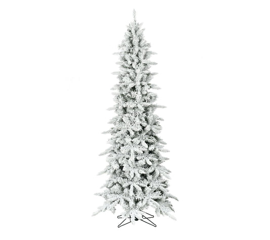 Fraser Hill Farm 9-Ft. Slim Mountain Pine Flocked Christmas Tr