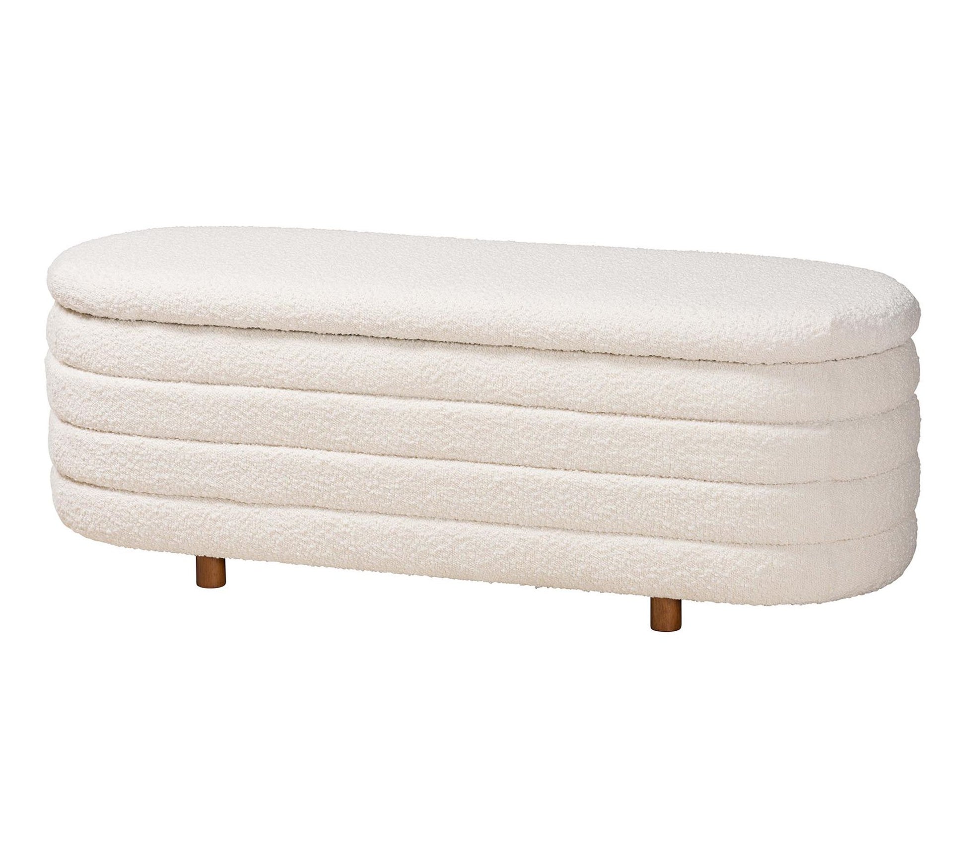 Baxton Studio Betiana Boucle Fabric and Wood Storage Bench