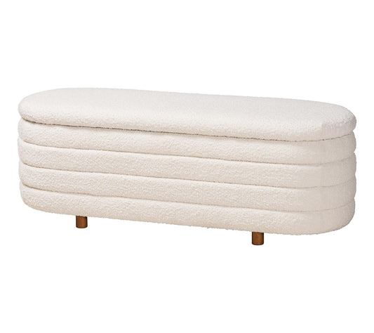 Baxton Studio Betiana Boucle Fabric and Wood Storage Bench