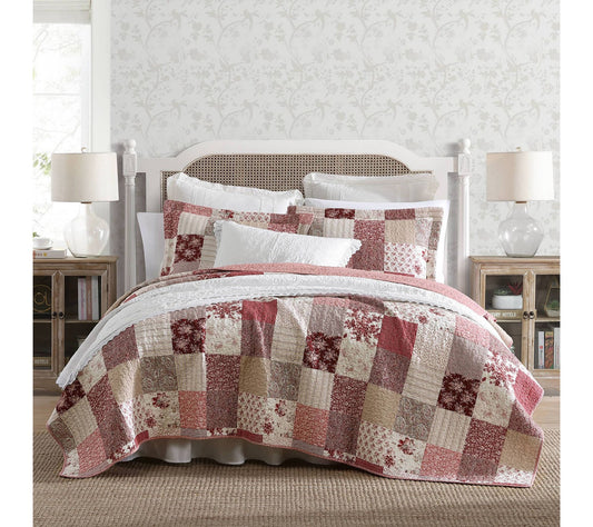 Laura Ashley Celina Patchwork King Quilt Sham Set
