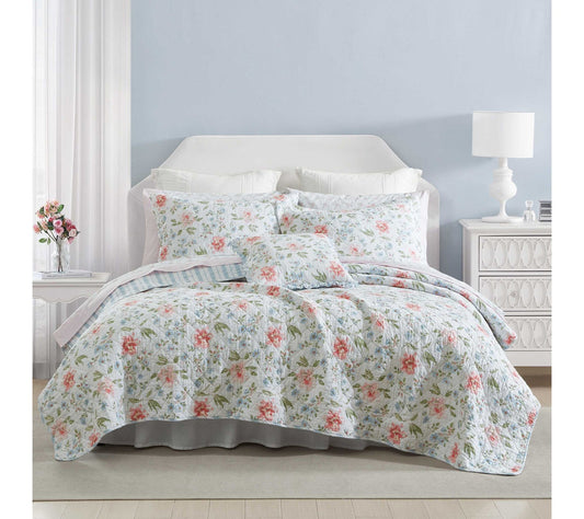Laura Ashley Emilie Pink King Quilt Sham Set